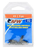 AFW Solid Brass Ball Bearing Fishing Swivels with Double Welded Rings - Patented Bullet Shaped Head for Reduced Water Resistance, Black Finish, Fishing Tackle, Up to 660lb Test