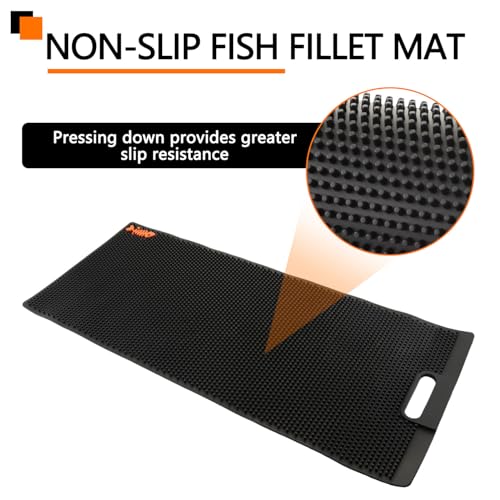 32 Inch Non Slip Fish Fillet Mat Heavy Duty Rollable Fish Bait Cutting Board Large Size Fish Cleaning Mat with 7 inch Fillet Knife and Fish Scaler Portable Fish Fillet Mat