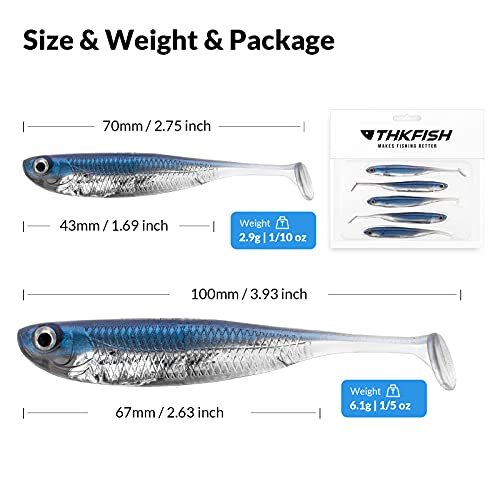 QualyQualy Soft Plastic Swimbait Paddle Tail Shad Lure Soft Bass Shad Bait Minnow Paddle Tail Swim Bait for Bass Trout Walleye Crappie - 2.75in, 3.14in, 3.94in, 5in - color: 6#, size: 2.75in - 6Pcs