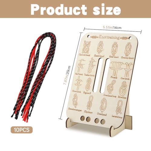 Learn Knot Training Board, 16 Knotting Methods for Beginners, Portable Knot Tying Book for Fishing, Backpacking, Hiking, Outdoor Survival, Camping, Knot-Tying-kit