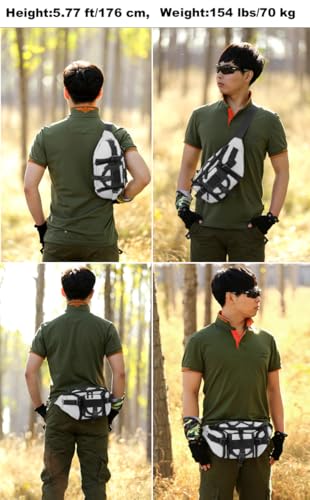 ArcEnCiel Tactical Fanny Pack for Men Women Waist Bag Hip Belt Outdoor Hiking Fishing Bumbag with Patch（White) - color: White