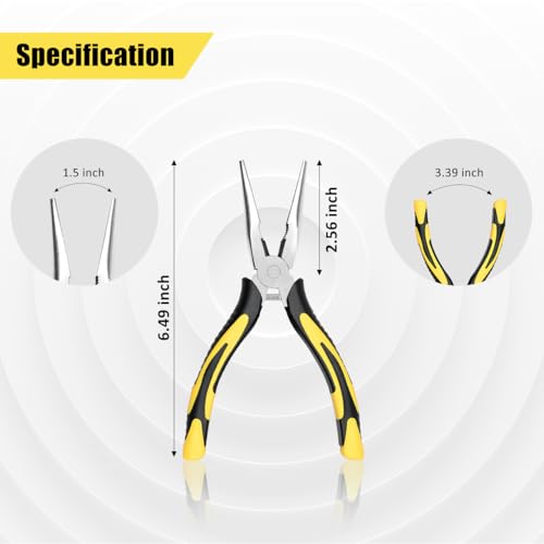 Long Needle Nose Pliers-6’’Soft Grip with Wire Cutter for Home,1pcs | Strong Cutting Force,Paper Clamp Precision, High Carbon Steel,Long Nose Cutting Pliers for Home, Fishing, Jewelry, Crafts - style: One-6in