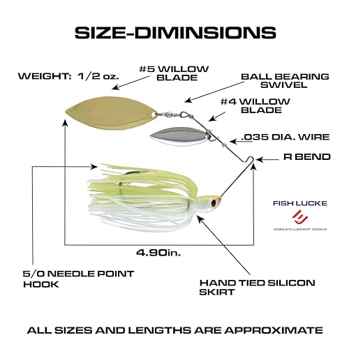 Luck E Strike Jimmy Houston Legends Spinner Bait with Willow Blades - color: Chartreuse / White, size: 1/2 OZ