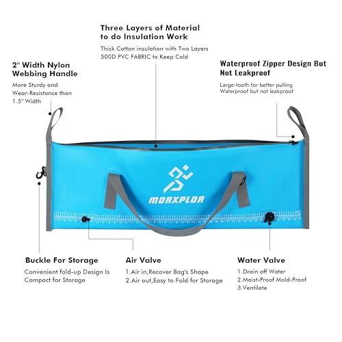 MORXPLOR Insulated Fish Cooler Bag for Fishing 41x17 47x17In 50x20In 60x24 72x30 80X40 Inches,Large Insulated Fish Kill Bag,Fishing Catch Bag Cooler with Water-resistant Zipper - color: 47inch Blue
