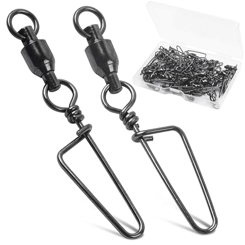 AGOOL Fishing Swivels Snaps Ball Bearing Swivels with Coastlock Snaps Stainless Steel Fishing Tackle Line Lure Leader Connector Quick Change Terminal Tackle for Lures, Leaders and Rigs - size: Size 7+7(250lb)