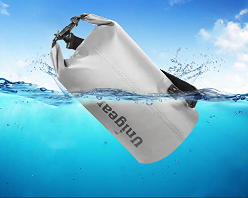 Unigear Dry Bag Waterproof, 2L/5L/10L/20L/30L/40L Floating and Lightweight Bags for Kayaking, Boating, Fishing, Swimming and Camping with Waterproof Phone Case - color: White, size: 2L