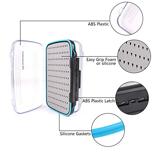 Maxcatch Waterproof Double-Sided Fly Box - Lightweight & Durable Fly Fishing Box with Clear Lid & Easy Grip Foam for Dry & Wet Flies Storage - color: Easy Grip Foam, size: Large-5.9''x 3.8''x 1.77''