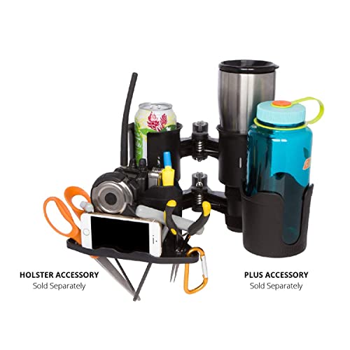 ROBOCUP, (Black), Patented Clamp On Boat Cup Holder |Multifunction Dual Drink Caddy for Fishing Poles, Tools, Net, Gaff |Portable Storage for Boating, Beach, Umbrellas, Golf Carts, Strollers - color: Black, size: Standard Spring