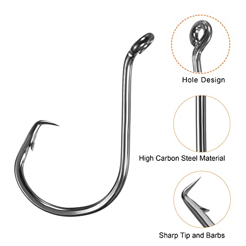 PATIKIL Fishing Circle Hooks Carbon Steel Offset Hook with Barbs for Freshwater Saltwater - size: 36mm/1.42"