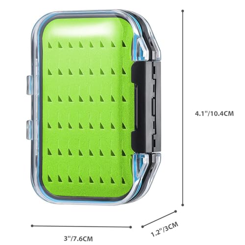 Gonex Fly Boxes for Fly Fishing Jig Boxes Two-Sided Waterproof Lightweight Fly Fishing Box Easy Grip Transparent Lid Fly Fishing Lures Box, 4.1"x 3.0"x 1.2", Green - color: Green, Black, Transparent, size: Size A (4.1"x 3.0"x 1.2")