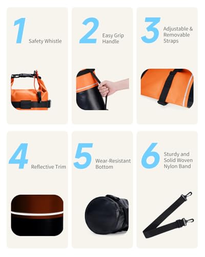 ECOHUB Waterproof Dry Bag for Women Men, 5L/10L/20L Roll Top Lightweight Dry Storage Bag Backpack for Travel Kayaking Hiking Floating with Waterproof Phone Case,Orange - color: Orange, size: 10L