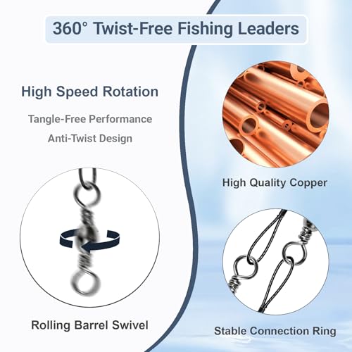 QISHUO Stainless Steel Fishing Leaders Strength Rigs Saltwater Fishing Leader Heavy Snap Lure Wire Leaders Line Black Nickel - size: Size #1 (5.9in-20lb) 50pcs
