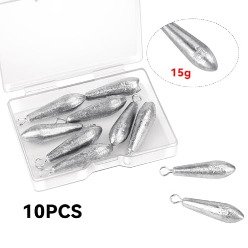 10 Pack Drop Shot Fishing Weights Kit, Drop Shot Weights, Fishing Bottom Sinkers Lead Weight for Bass Fishing Lures or Other Fish - style: 15 G / 0.53 Oz