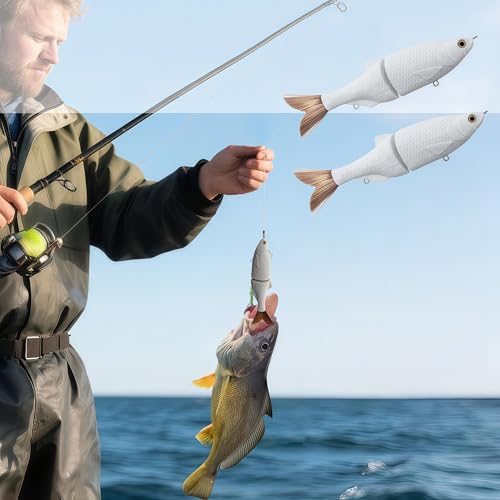 2PCS Unpainted Blanks Bait 6.69 inch / 1.36oz Hand-Carved Fish Scales Filament Tail Gilde Bait Artificial Fishing Lure