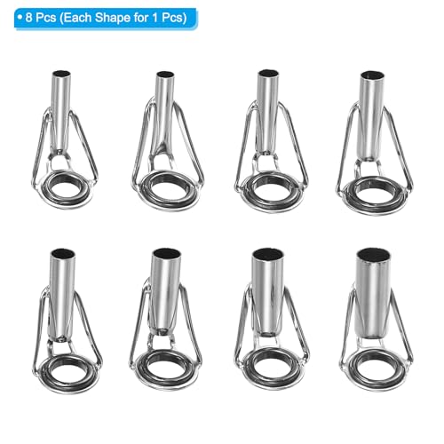 PATIKIL Fishing Rod Tip Repair Kit Stainless Steel Ring Guide for Saltwater Freshwater Fishing - color: Black,Silver