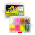 Trout Magnet 82-Piece Neon Fishing Gear Kit, Includes 70 Grub Bodies Trout Bait and 12 Size 8 Hooks