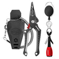 SAMSFX Aluminum Fishing Pliers Hook Remover Braid Line Cutter with Coiled Lanyard, Fly Fishing Knot Tying Tool & Retractors - color: Gray Handle, Split Ring Nose
