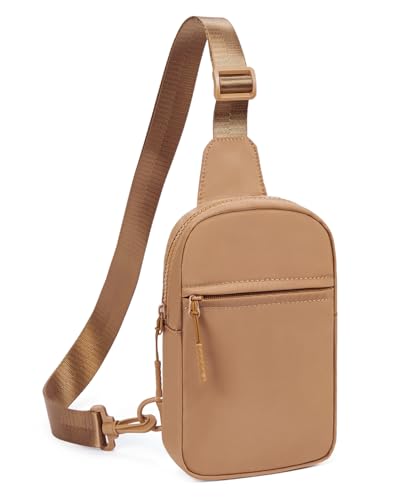 CHOLISS Small Sling Bag for Women and Men, Crossbody Bags Trendy Fanny Packs Chest Bag with Extended Strap - color: A06 Caramel Brown