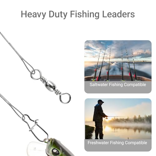 Atibin Stainless Steel Fishing Leaders Freshwater Fishing Rigs Wire Leaders Lures High Strength Wire Leader Fishing White Nickel - size: #4 (11.8in-50lb) 30pcs