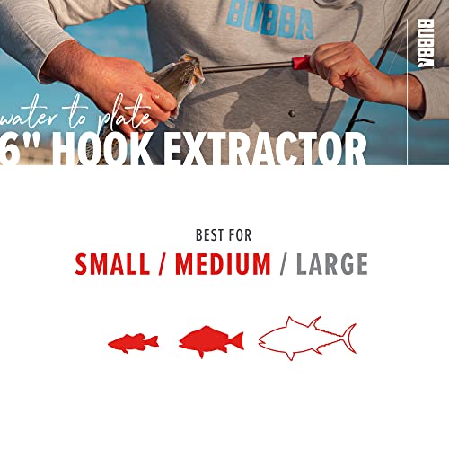 BUBBA Hook Extractor with Non-Slip Grip T-Handle with Marine Grade Stainless Steel Hook Extractor for Fishing and Angling - size: 6 inch