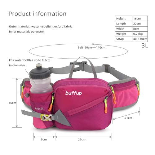Lightweight Sports Fanny Pack with Bottle Holder,Waist Pack for Hiking,Running,Cycling & Outdoor Adventures (Red) - color: Red