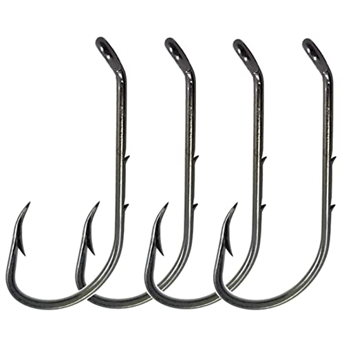 Baitholder Fishing Hooks 100pcs/ Pack Barbed Shank Down Eye Fishing Offset Hooks(8#-6/0) - size: 5/0-100PCS