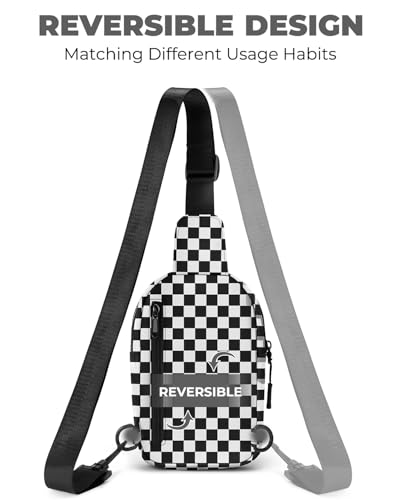 CHOLISS Small Sling Bag for Women and Men, Crossbody Bags Trendy Fanny Packs Chest Bag with Extended Strap - color: A14 Black Checkerboard