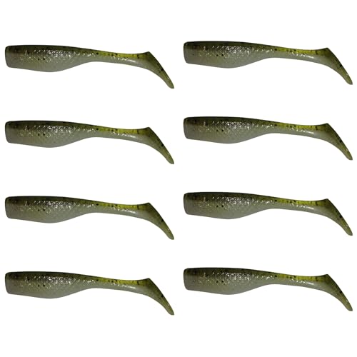 Fishing Lures for Speckled Trout, Redfish, Bass - Louisiana Paddle Tail Swimbaits for Freshwater and Saltwater - color: Green Hornet