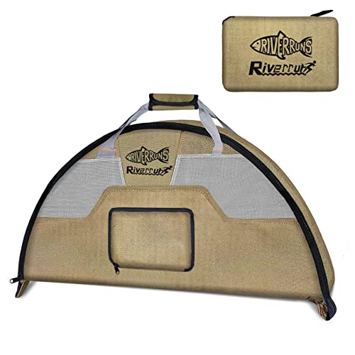 Rivruns Fishing Hunting Wader Bag with Vented Mesh, Foldable Waders Boots Changing Pad for Fishing, Hiking, Camping (Khaki) - color: Khaki