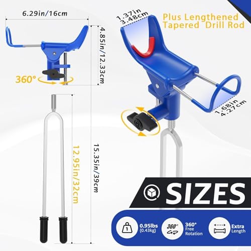 DZrudun Fishing Rod Holder for Ground, Fishing Pole Holders for Ground 2/4PCS, Rod Holders for Bank Fishing with Long Drill Stake Rod Stand for Shore, Beach, Mud, Catfish, Gift for Men,360° Adjustable - style: 2 Pack Blue Fishing Rods Holder