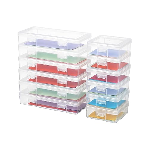 novelinks Clear Pencil Box and Small Plastic Storage Containers with Lids | 6 Pack Small + 6 Pack Medium, Board Game Storage Containers, Task Boxes for Special Education, Balloon Storage Organizer - color: 6 Pack Small + 6 Pack Medium -Clear