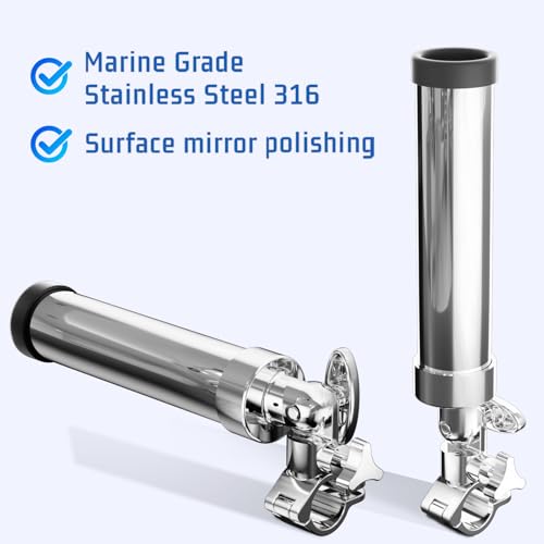 Boat Fishing Rod Holder, 360 Degree Marine Grade Stainless Steel 316 Adjustable Swivel Fishing Pole Holders, Deck Mount and Rail Mount Fishing Rod Bracket - style: 25mm Rail Mount