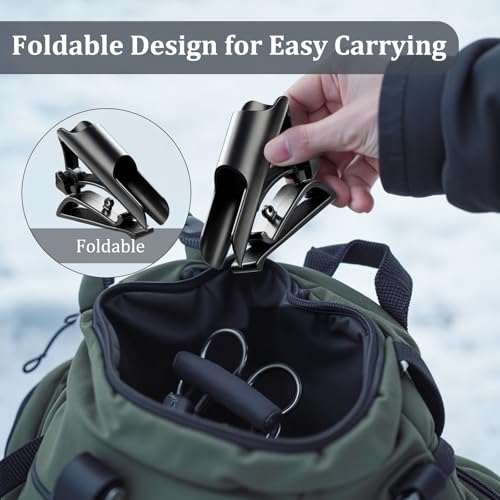 Huntury Adjustable Bucket Rod Holder for Ice Fishing, Clip On Mount, Foldable, Adjustable Angle, Ice Fishing Accessories, Ice Fishing Gear - style: Single - Adjustment
