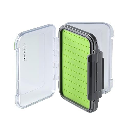Maxcatch Waterproof Double-Sided Fly Box - Lightweight & Durable Fly Fishing Box with Clear Lid & Easy Grip Foam for Dry & Wet Flies Storage - color: Silicone Insert, size: Large-5.9''x 3.8''x 1.77''
