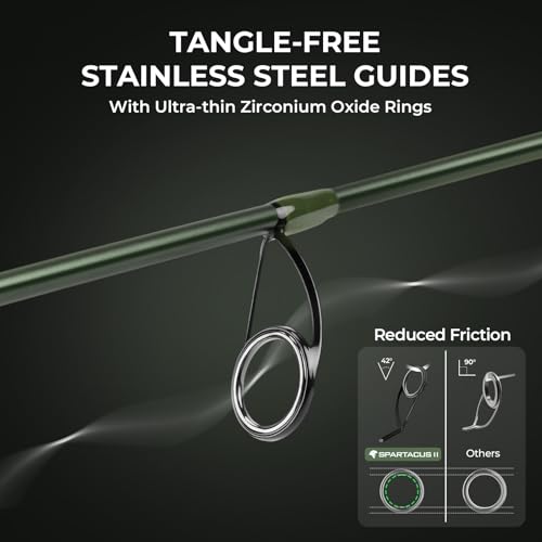 KastKing Spartacus II Twin-Tip Fishing Rod and Reel Combo, Spinning & Casting Combo, Fishing Poles and Reels Combo, KastFlex IM6 Graphite Blanks, 2-Piece Rods with Extra Tip - style: Spin-7'3'' M-3000 Reel (2 Pcs+ Extra Tip)