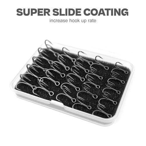 4X Strong Treble Fishing Hooks – PTFE(Super Slide)/Matte Tin Coating, Thick Wire (Size 1#,2#,4#,6#,8#,10#,12#,14#), 20/25/35pcs/Box - size: 2# - 25Pack - TIN