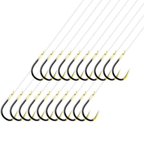 AMHDV Small Barbless Fishing Hook with Line, Tiny Fish Hooks and Leader (Pack of 20) - size: 16# (0.55-2.2lb)