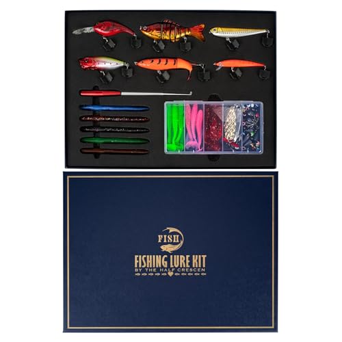 104PCS Fishing Lures Kit, Fishing Gear & Accessories with Premium Gift Box | Glide Bait , Hooks,Weights, Fish Hook Remover,Hard & Soft Baits for Bass Trout Pike Salmon for Dad - style: 6a