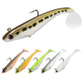TRUSCEND Shadtale Easy Catch Soft Fishing Lures with BKK Hooks - Trembly Sinking and Vibrating Swim for More Bites, Pre-Rigged Swimbaits for Bass, Trout, Crappie, Walleye, Freshwater Saltwater Fishing - color: 6",2oz