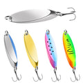 Fishing Jig Spoons Lure Set, 5pcs/25pcs Hard Metal Spinner Baits Spoon Premium Durable Treble Hooks for Bass Salmon Trout Lures Saltwater & Freshwater (5g/7g/10g/15g/20g/21g) - color: 5pcs-7g
