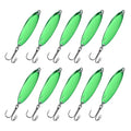 Fishing Spoons Lures, Metal Saltwater Treble Trout Lures Jigging Spoon with Treble Hooks Casting Spinner Baits - color: Green, size: 7g / 1/4oz