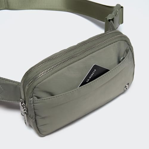 Pander Everywhere Belt Bag for Women, 5 Zipper Pockets Nylon Crossbody Fanny Pack Purse (Grey Sage). - color: Grey Sage