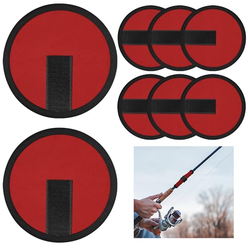8Pcs Fishing Covers, Red Fishing Rod Sleeve and Hook Covers for Rod to Protect Fishermen from Sharp Fish Hooks Wrap