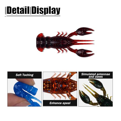 Crawfish Lure Soft Plastic Bait for Bass Fishing 1.97in/2.2g FS/RE-05 - style: 25pcs