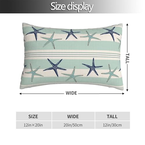 Coastal Navy Blue Throw Pillow Covers Coastal Starfish Lumbar Pillow Cases 12x20 Inch Set of 2 Navy Turquoise Outdoor Decorative Pillowcase Cushion Cover for Couch Sofa - color: Green Blue, size: 20" x 12" (Pack of 2)