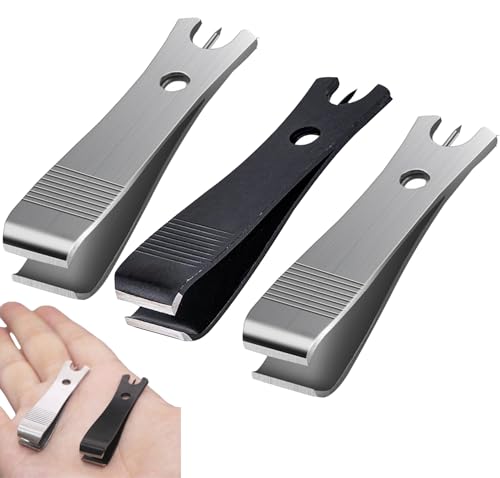 3 Pcs Fishing Line Cutter, Stainless Steel Nipper with Hook Eye and Knot-Untying Needle, Multi Functional Fishing Accessories Tools (Silver & Black)