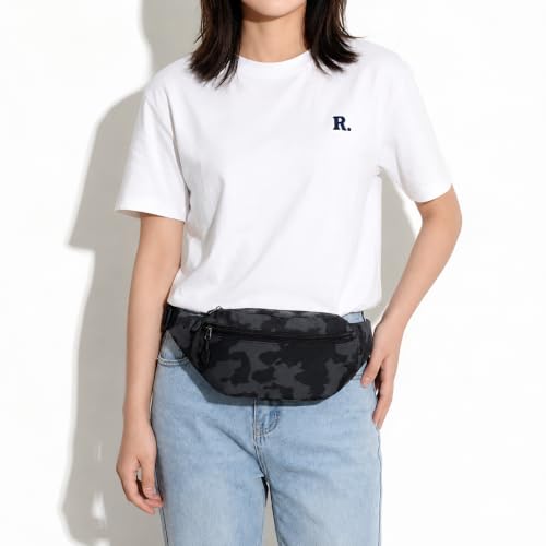 Camouflage Waist Bag, Dark Camo, 10x3x5.2in | Waterproof, Oxford Cloth, Multi-Layer, Sport Fanny Pack, Outdoor Phone Sling Bag - color: Dark Camo
