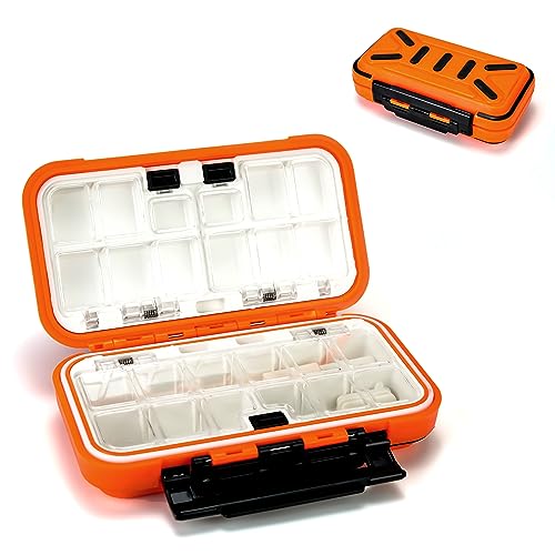 Fishing Tackle Box Bait Storage Case Hard Tackle Case Portable Hooks Lure Baits Storage Swivels Jigs Hooks Sinker for Vest Casting Fly Fishing (Orange Waterproof/1pcs) - color: Orange Waterproof/1pcs
