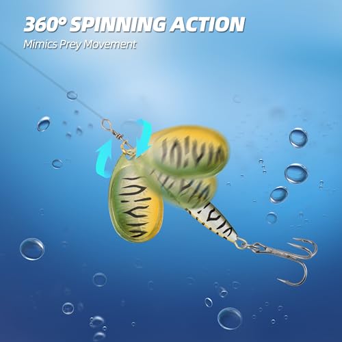 Inline Spinner Bait – Fish-Shaped Spinnerbait Lures 5-Pack, 360° Rotation with Reflective Blades, Perfect for Freshwater & Saltwater Fishing, Targeting Bass, Trout, Pike, Perch & More - color: Squid Eye Spinnerbait