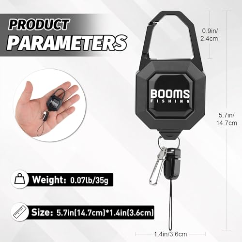 Booms Fishing Locking Zinger Retractor: 2Pack Fly Fishing Retractor - 8oz Retractable Keychain Heavy Duty - RG4 Black Retractable Gear Tether with 27.5" Cord